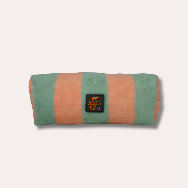 Soft Rituals | Toiletry Bag | Seafoam & Salmon Stripe