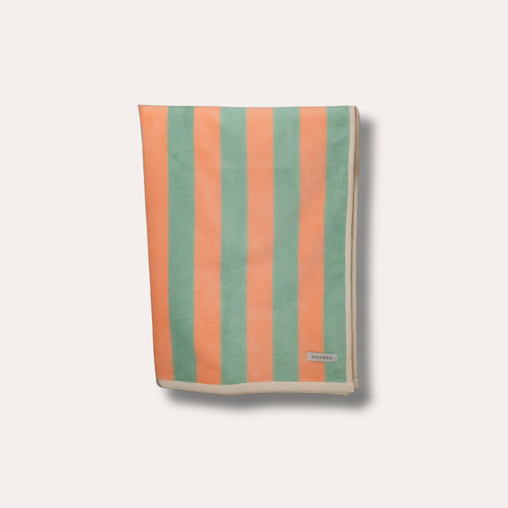 Soft Rituals | Large Towel | Seafoam & Salmon Stripe