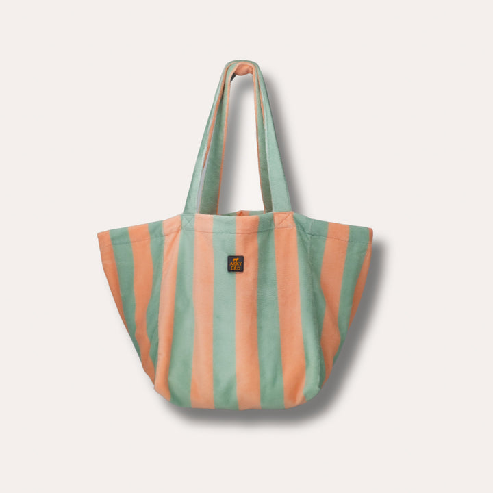 Soft Rituals | Carryall Tote | Seafoam & Salmon Stripe
