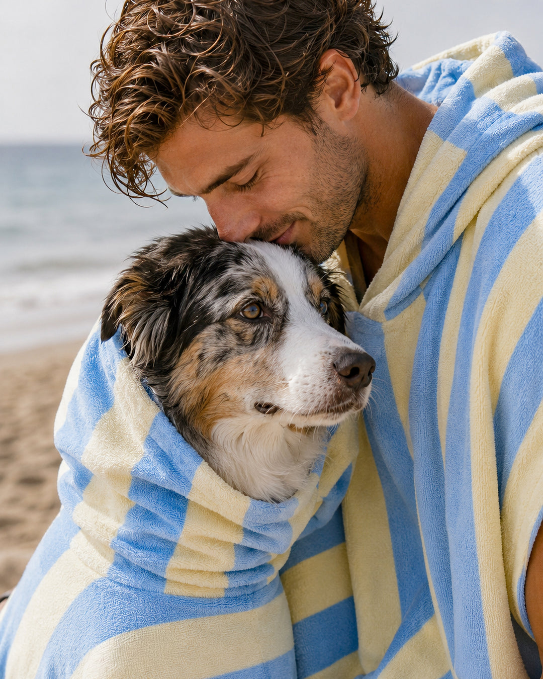 Soft Rituals | Towel Poncho | Butterscotch Stripe