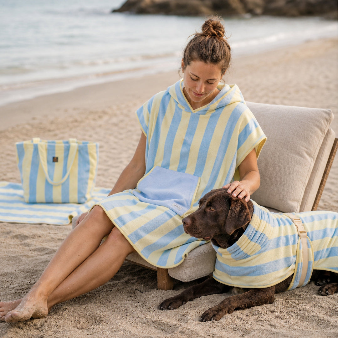 Soft Rituals | Towel Poncho | Butterscotch Stripe