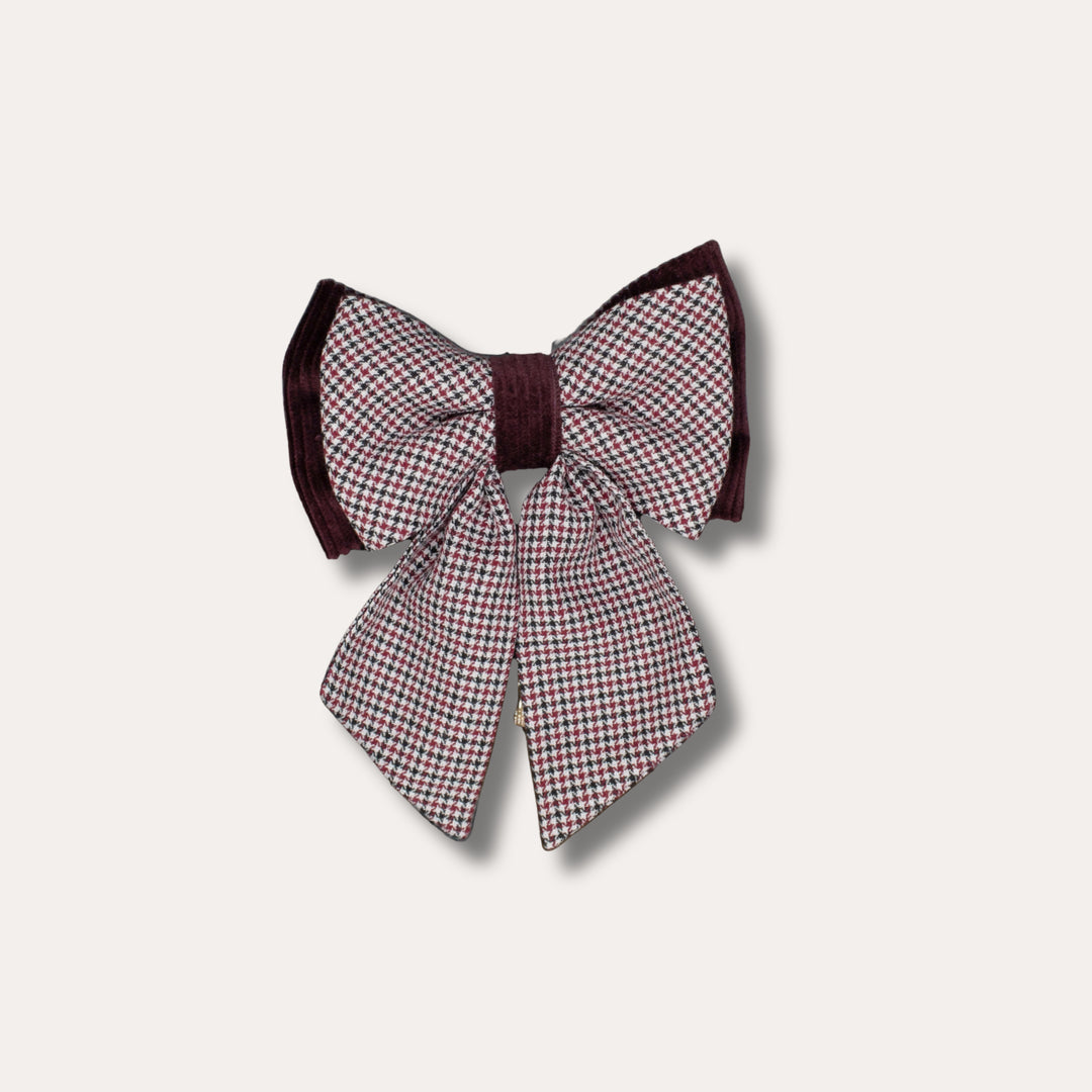 | Ribbon Bow | Bordeaux Houndstooth