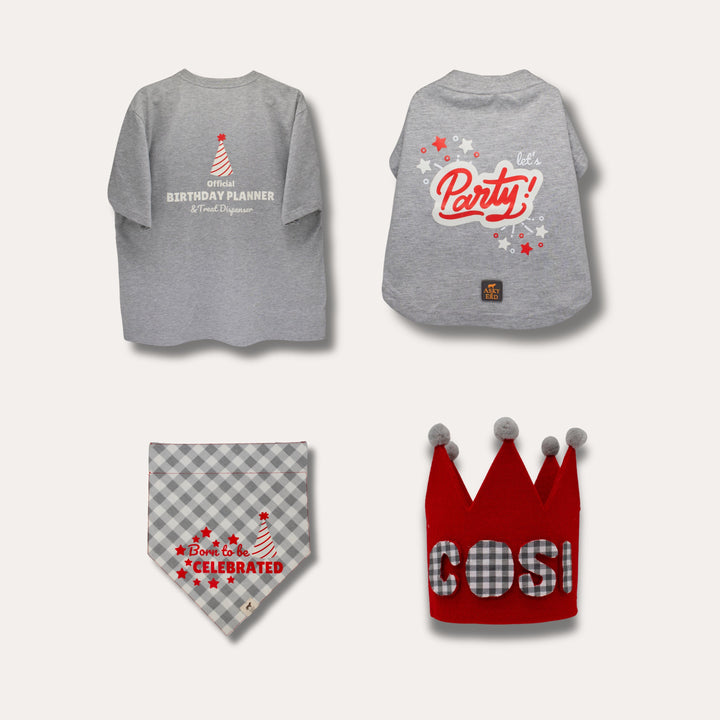 Party Club Set | Heather Grey (Kişiselleştirilebilir Taçlı Set)