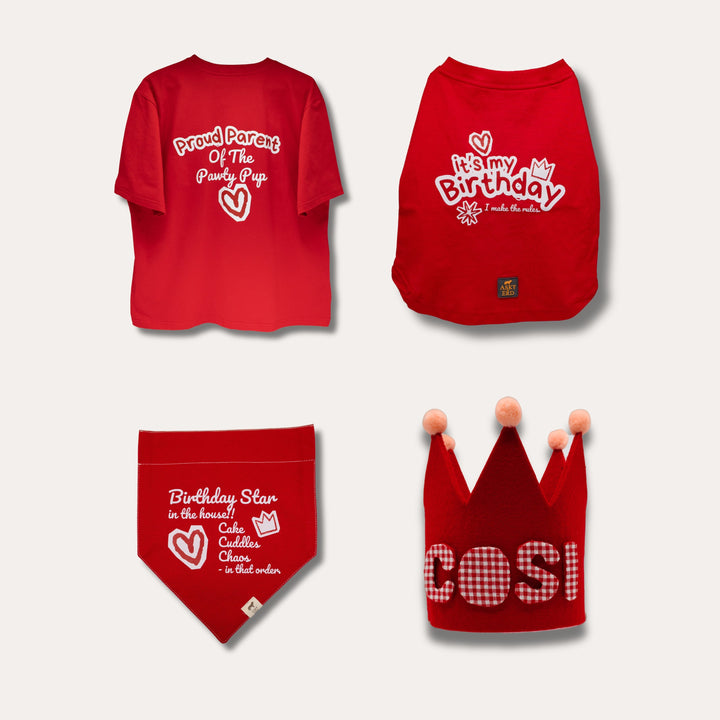 It’s My Birthday Set | Cherry Red (Kişiselleştirilebilir Taçlı Set)
