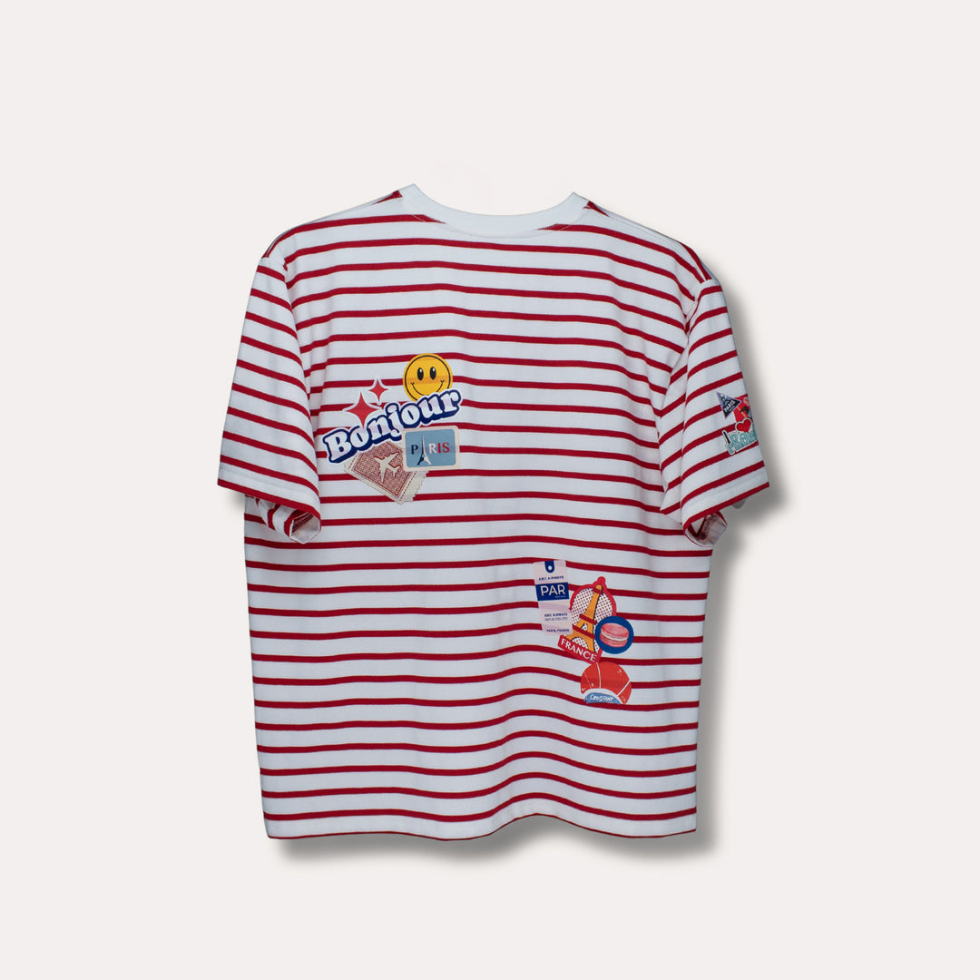 AskyxHuman | Bonjour Paris T-Shirt | Rouge Breton