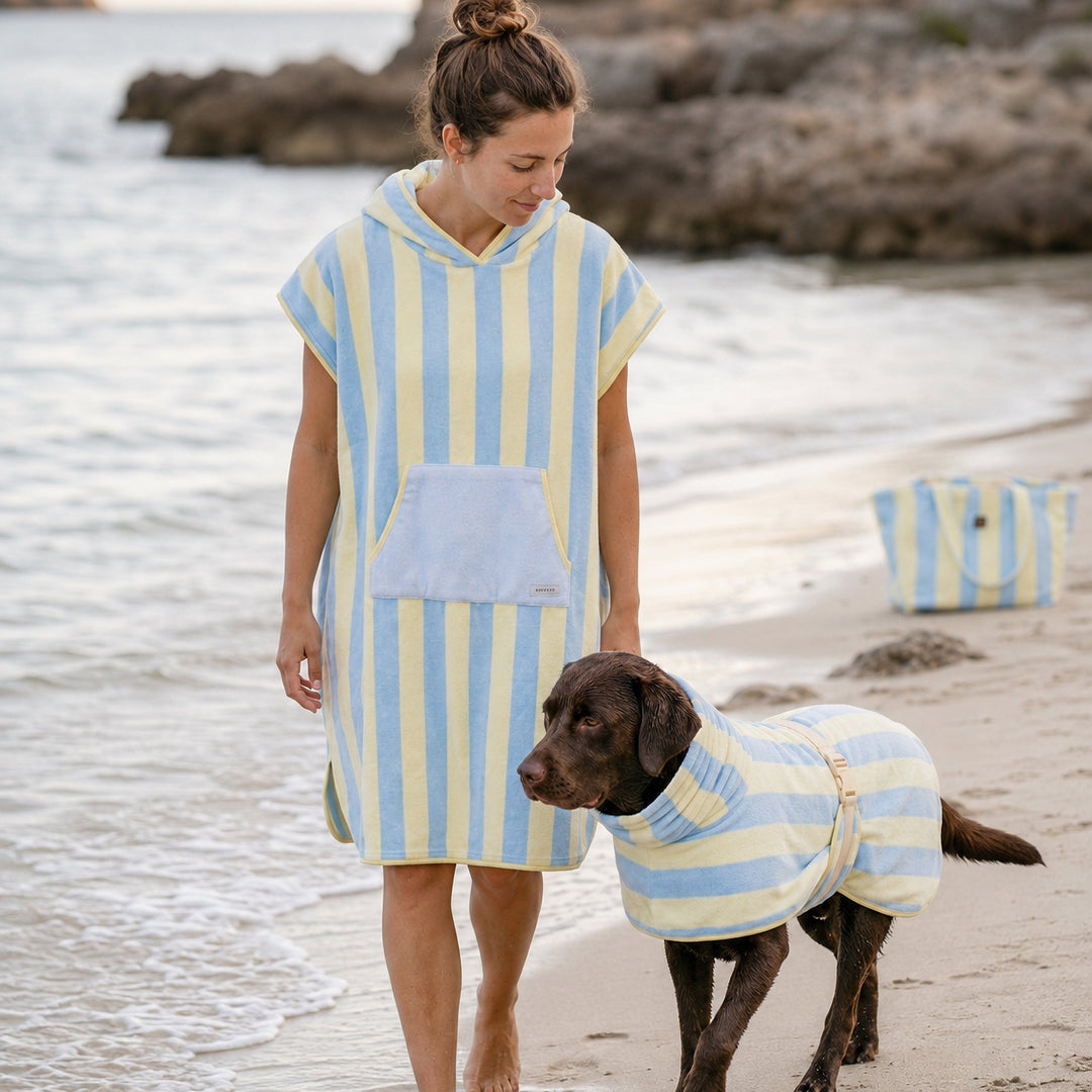 Soft Rituals | Towel Poncho | Butterscotch Stripe