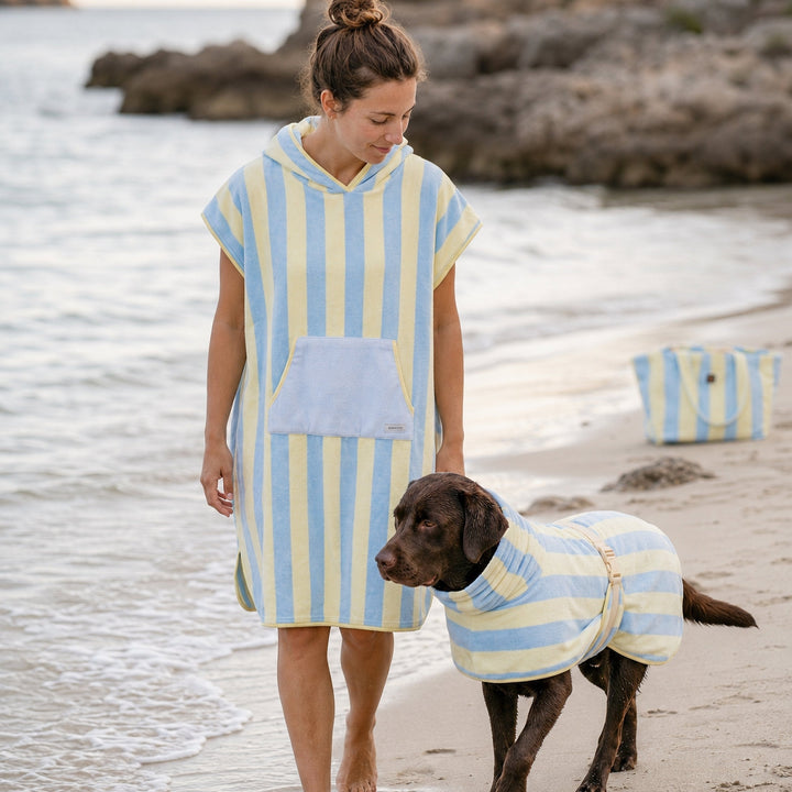 Soft Rituals | Towel Poncho | Butterscotch Stripe
