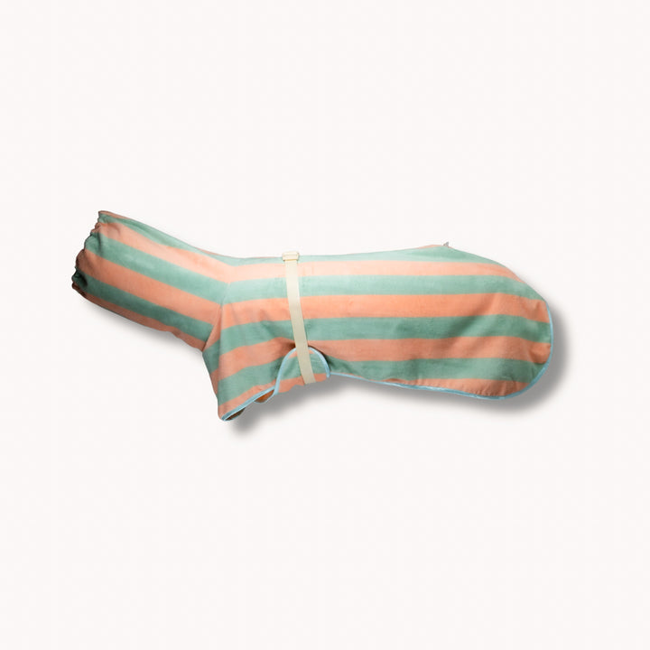 Soft Rituals | Drying Robe | Seafoam & Salmon Stripe