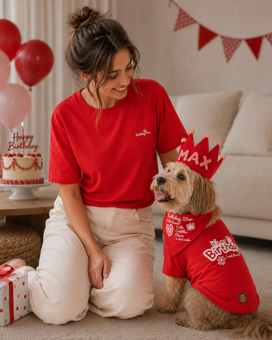 It’s My Birthday Set | Cherry Red (Kişiselleştirilebilir Taçlı Set)