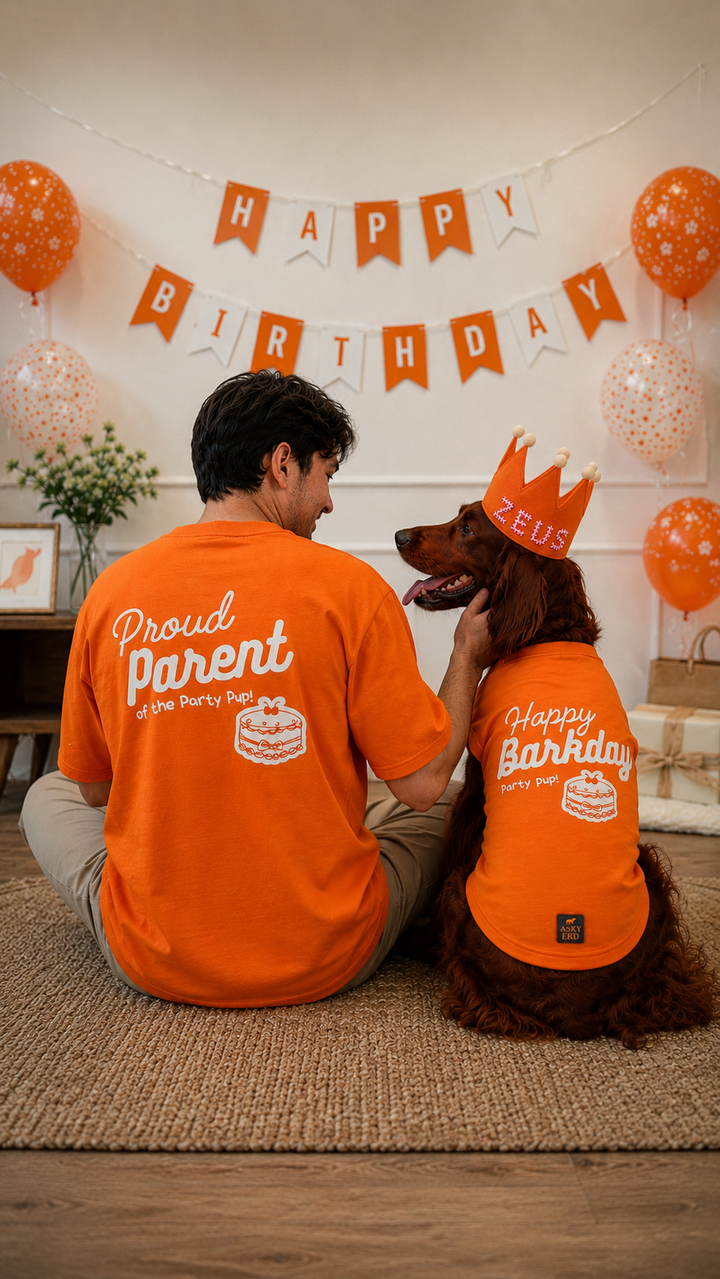 Barkday Club Set | Vibrant Orange (Kişiselleştirilebilir Taçlı Set)