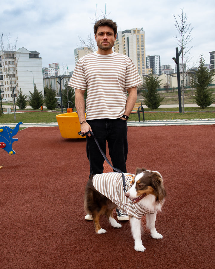 AskyxHuman | Heritage Stripe Tshirt | Oat Latte
