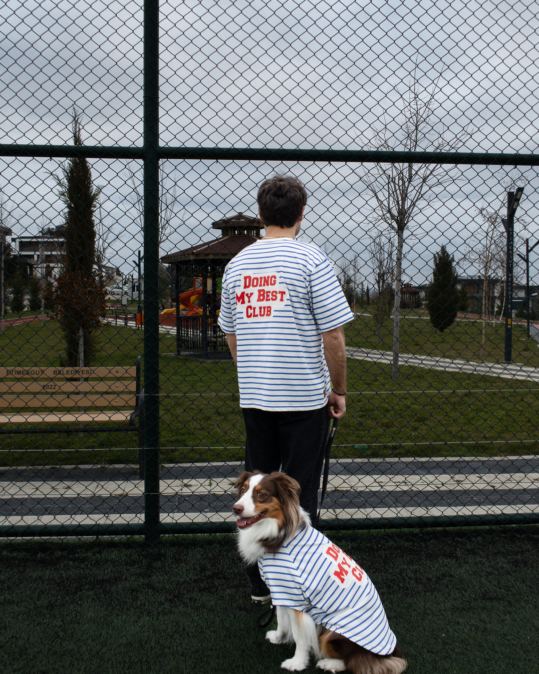 Doing My Best Club Stripe T-Shirt | Riviera Blue