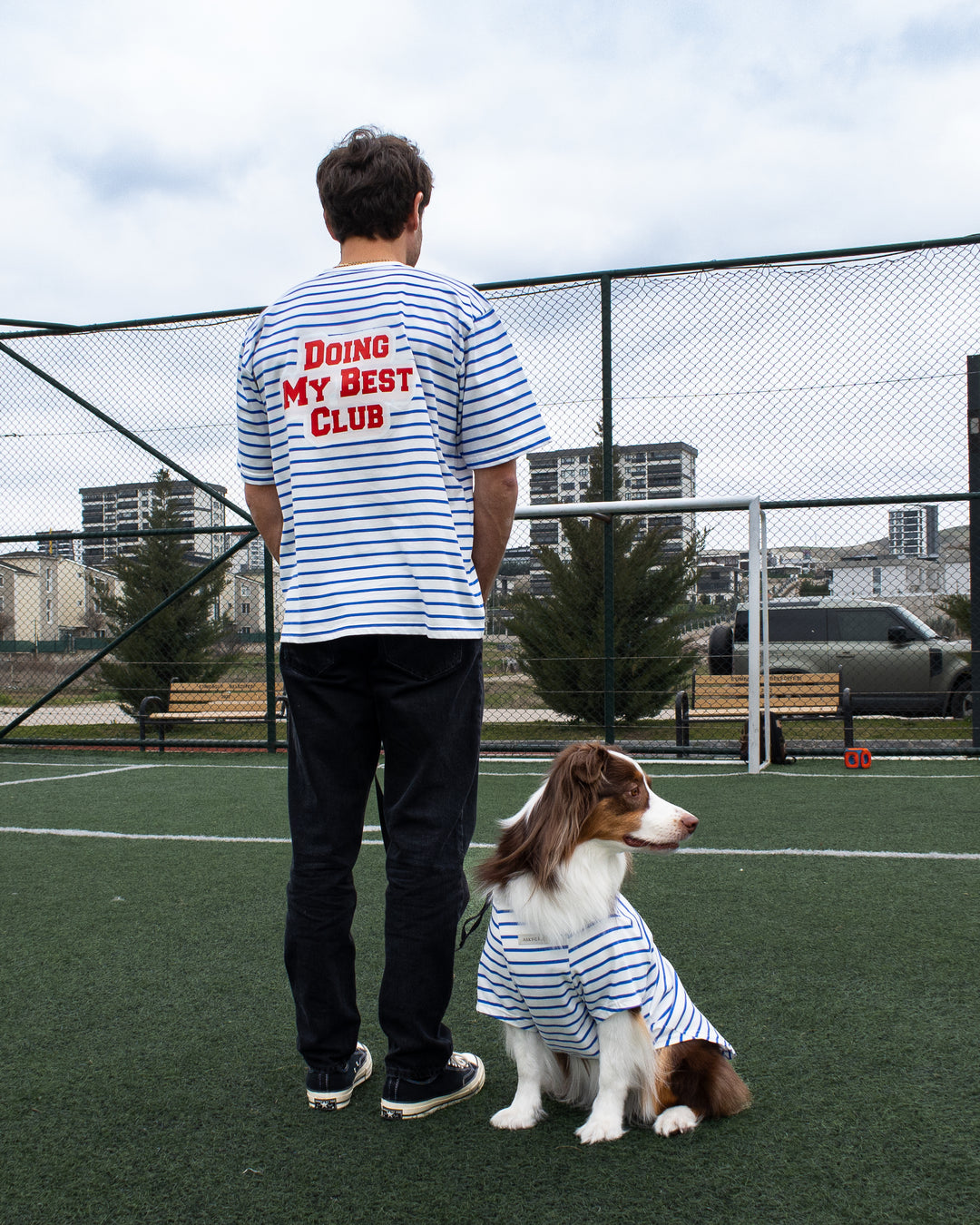 Doing My Best Club Stripe T-Shirt | Riviera Blue