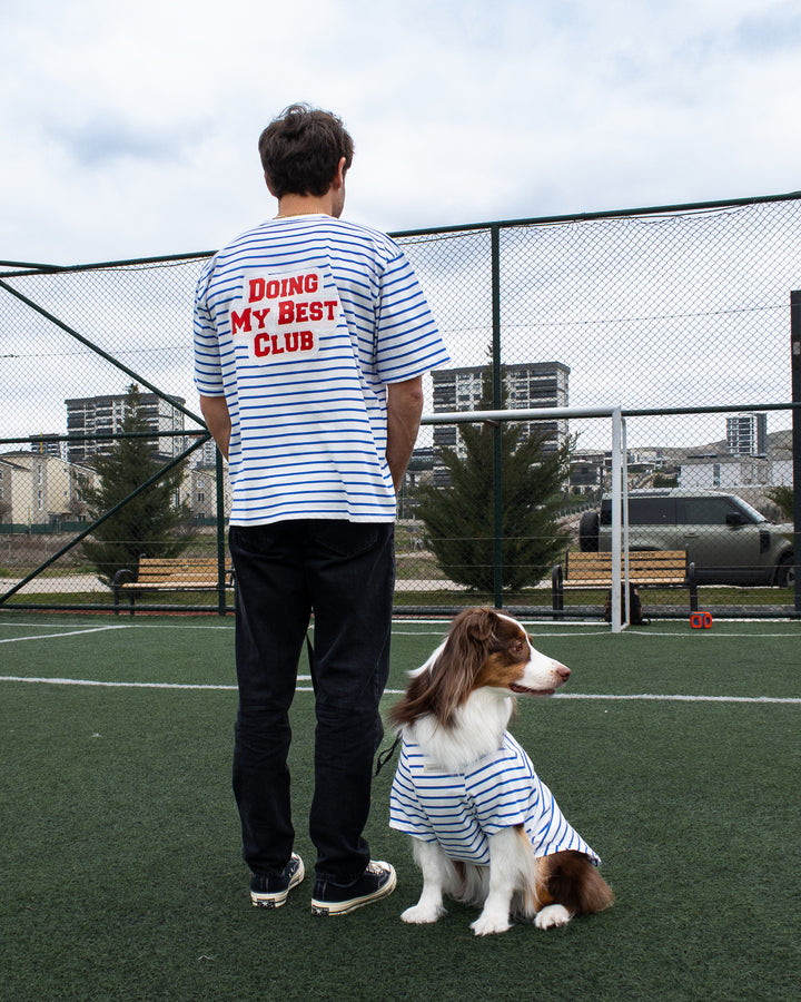 Doing My Best Club Stripe T-Shirt | Riviera Blue