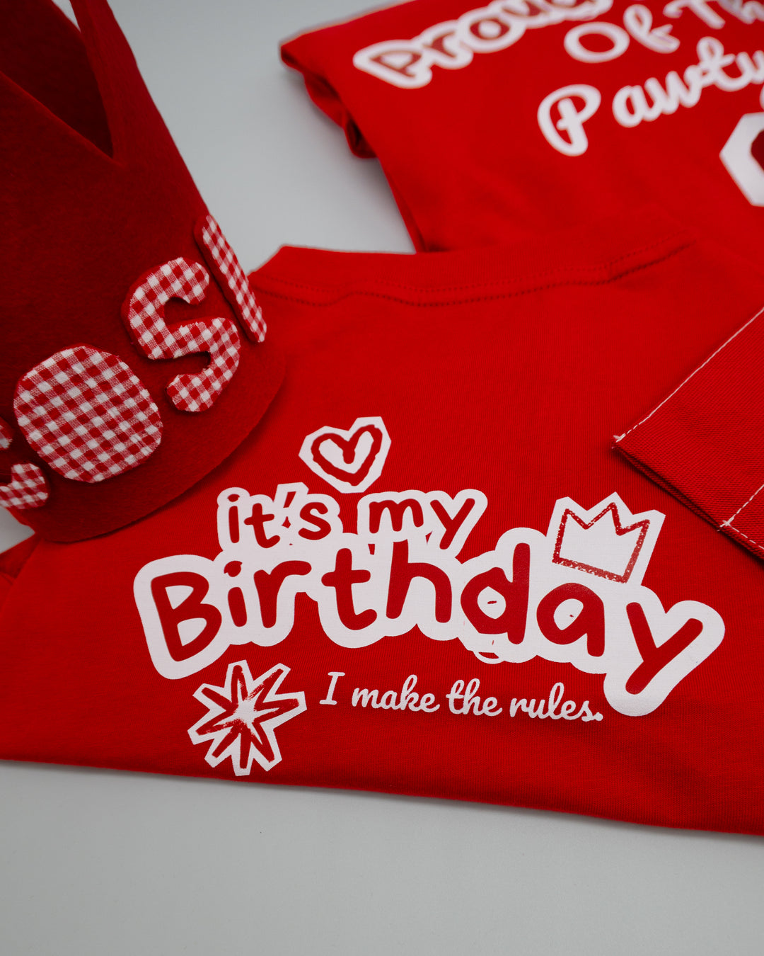 It’s My Birthday Set | Cherry Red (Kişiselleştirilebilir Taçlı Set)