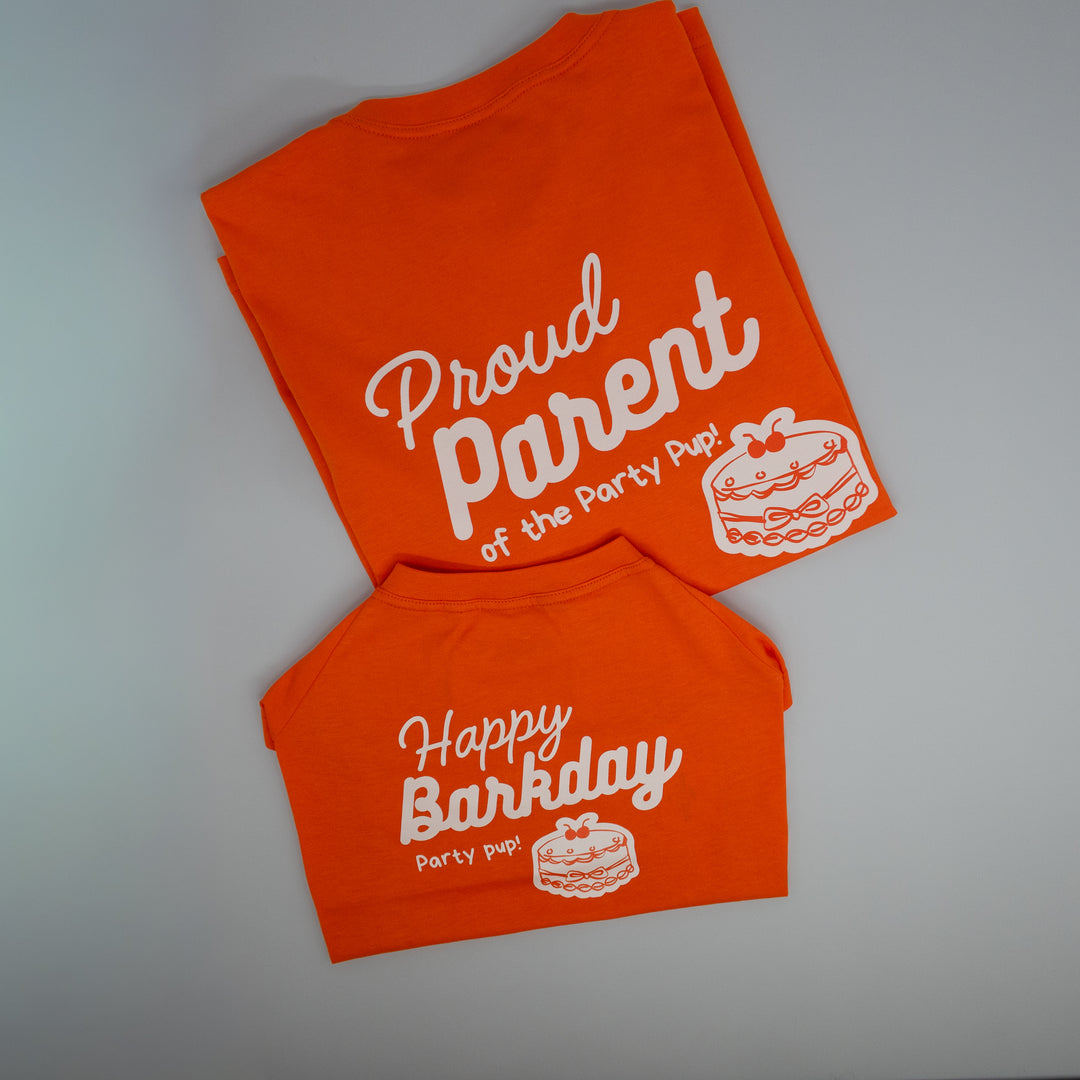 AskyxHuman | Barkday Club T-Shirt | Vibrant Orange