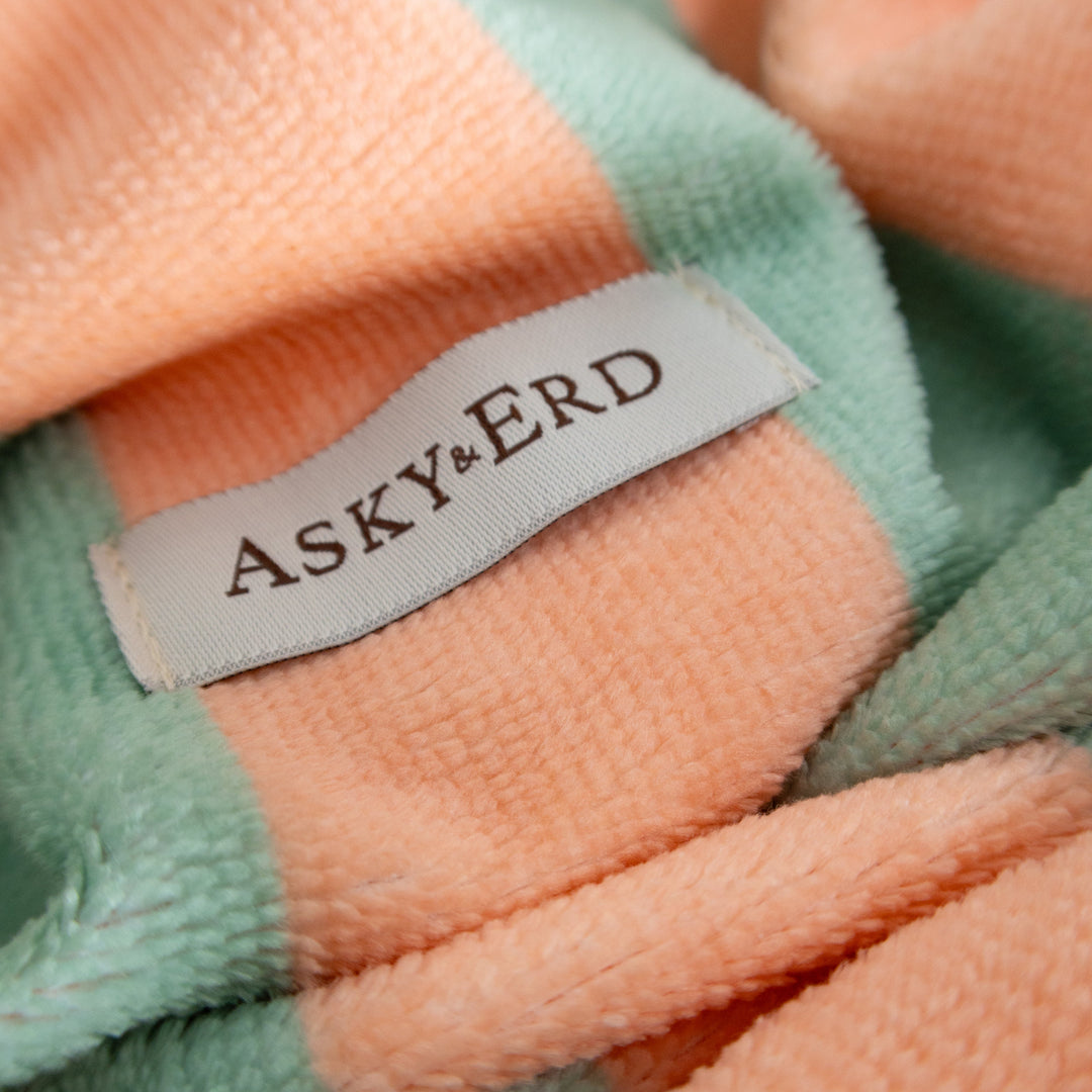 Soft Rituals | Drying Robe | Seafoam & Salmon Stripe