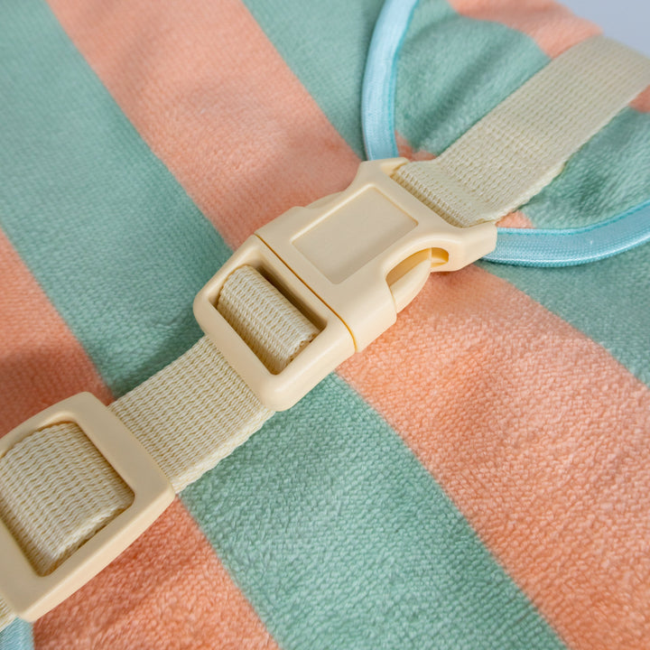 Soft Rituals | Drying Robe | Seafoam & Salmon Stripe