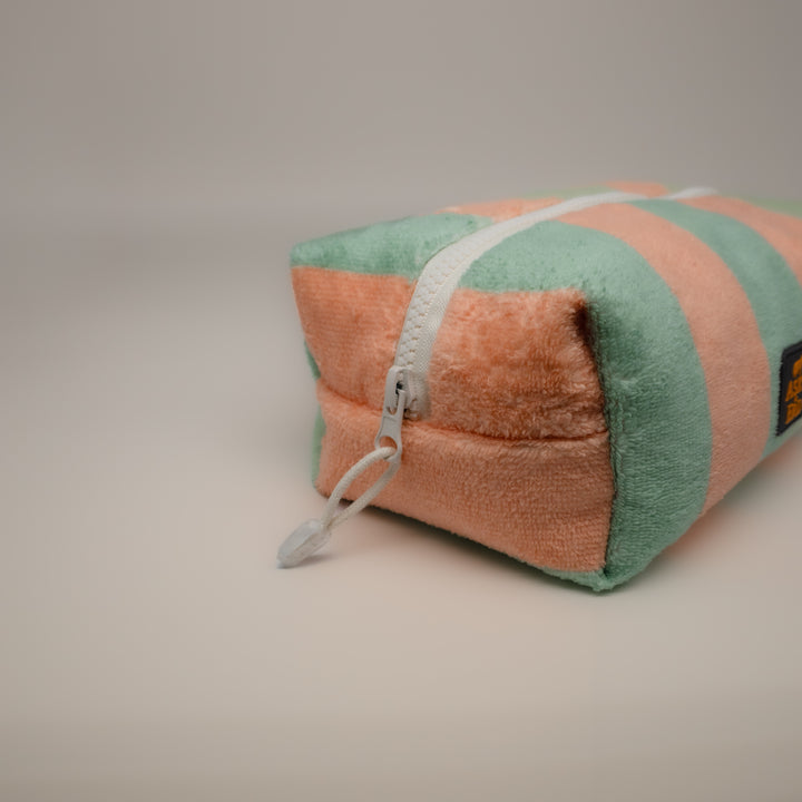 Soft Rituals | Toiletry Bag | Seafoam & Salmon Stripe