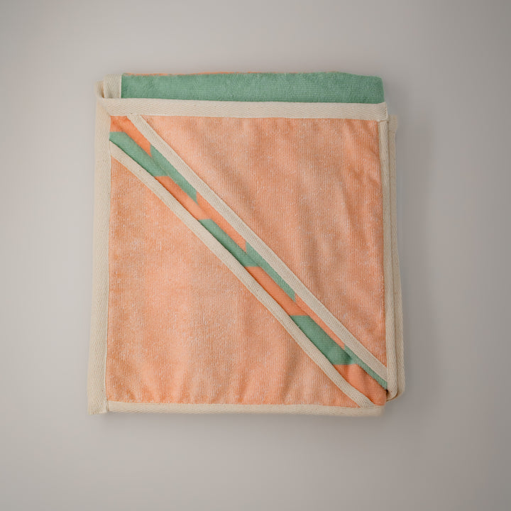 Soft Rituals | Pocket Drying Towel | Seafoam & Salmon Stripe