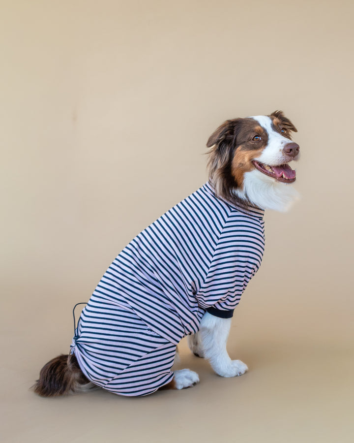 Onesie Fine Knit | Blush & Navy