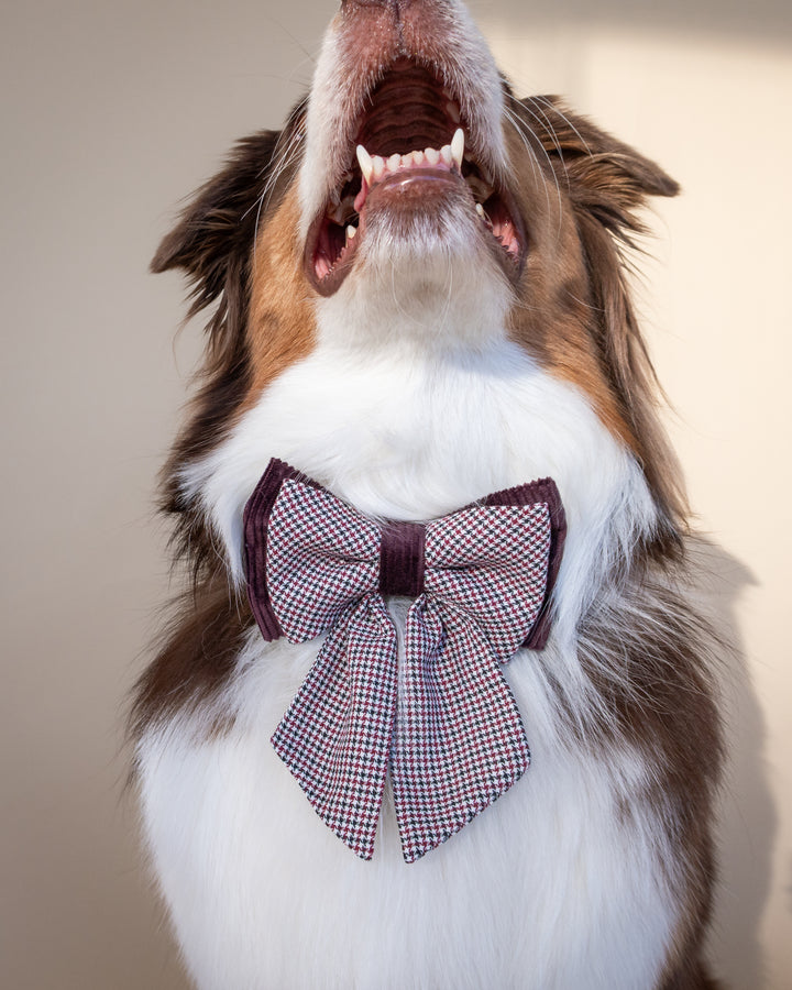 | Ribbon Bow | Bordeaux Houndstooth