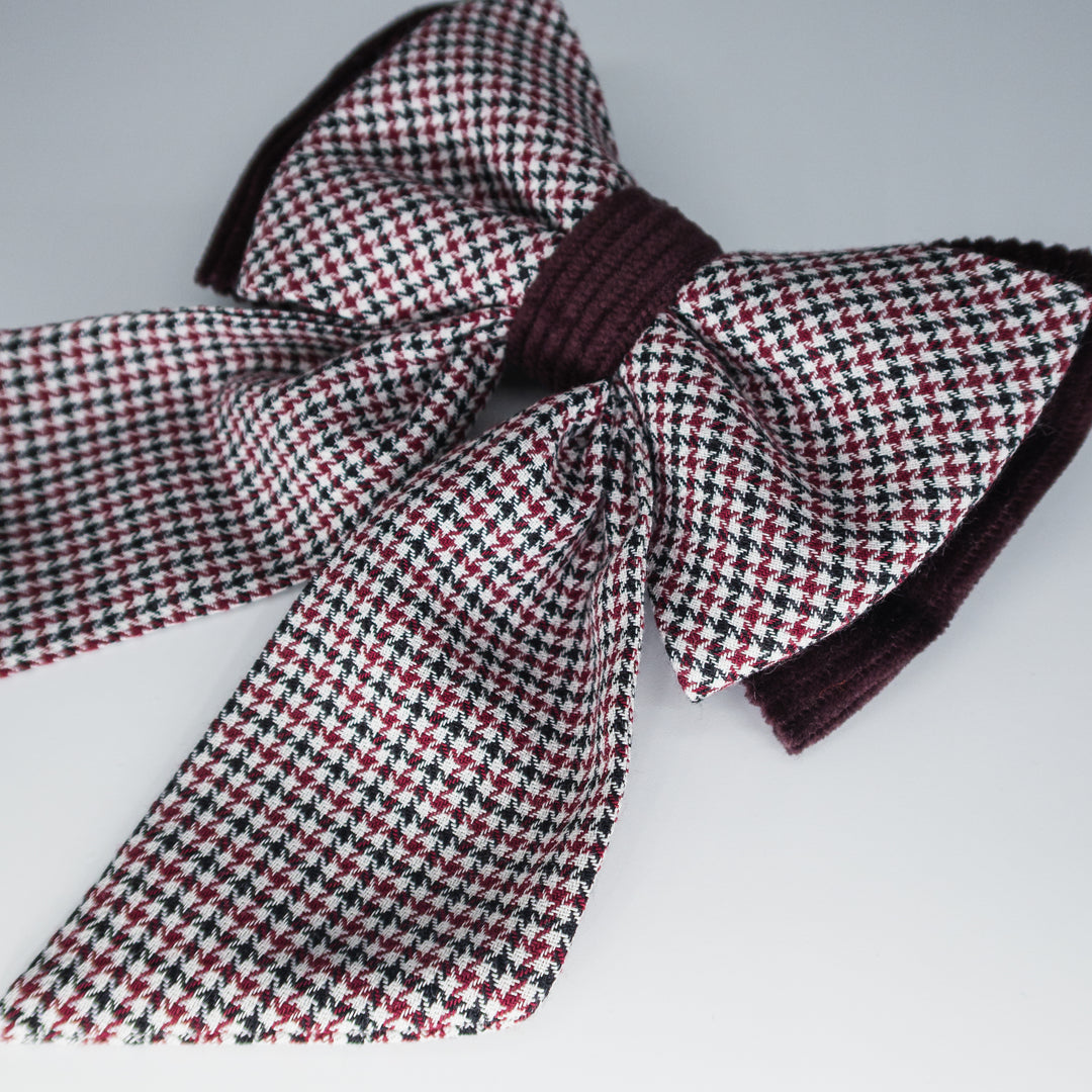 | Ribbon Bow | Bordeaux Houndstooth