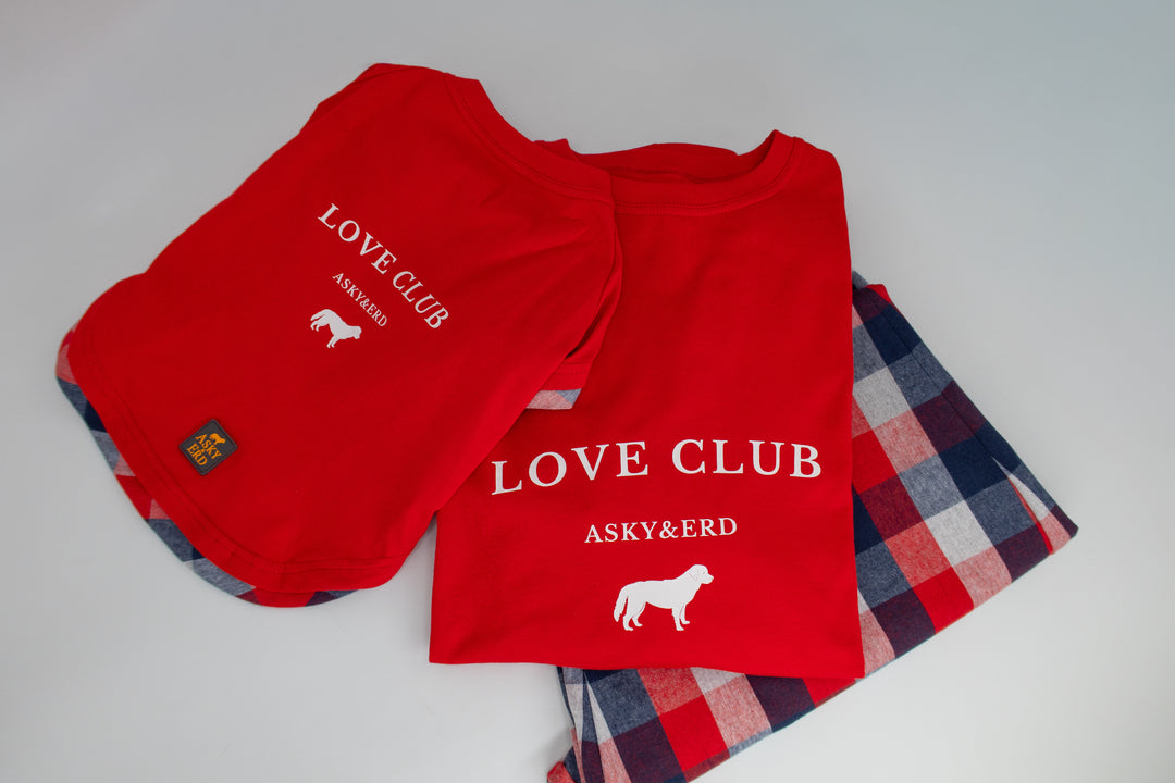 Love Club Tshirt | Crimson Check
