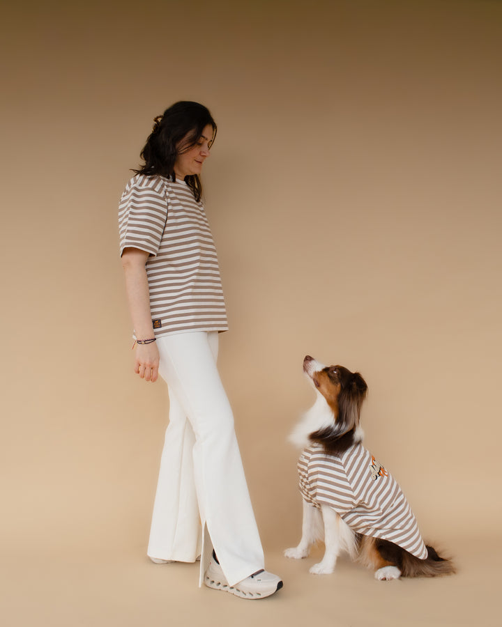 Heritage Stripe Tshirt | Oat Latte