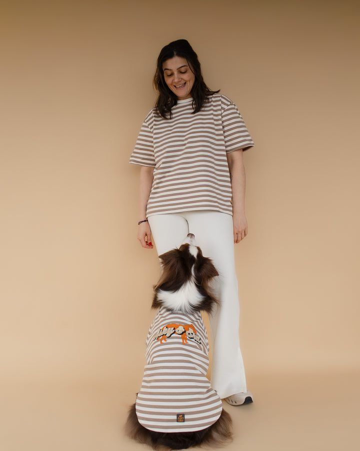 Heritage Stripe Tshirt | Oat Latte