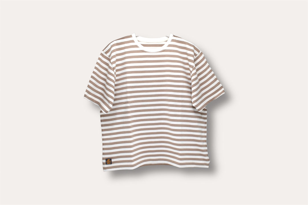 AskyxHuman | Heritage Stripe Tshirt | Oat Latte