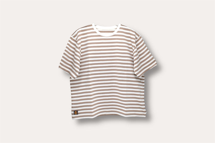AskyxHuman | Heritage Stripe Tshirt | Oat Latte