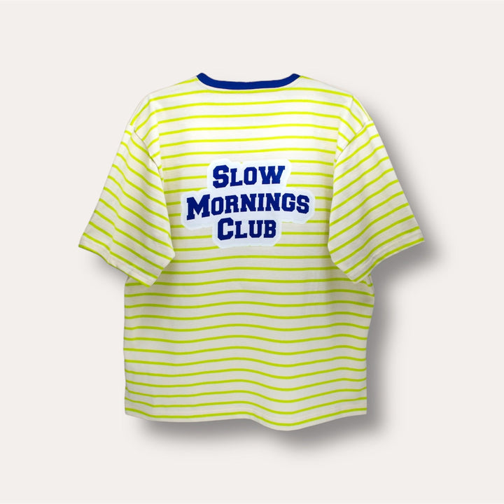 AskyxHuman | Slow Mornings Club Stripe T-Shirt | Citrus Lime