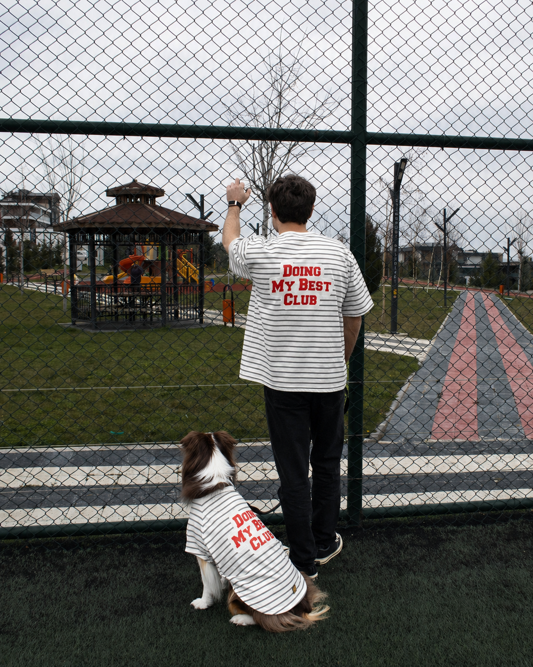 Doing My Best Club Stripe T-Shirt | Urban Grey