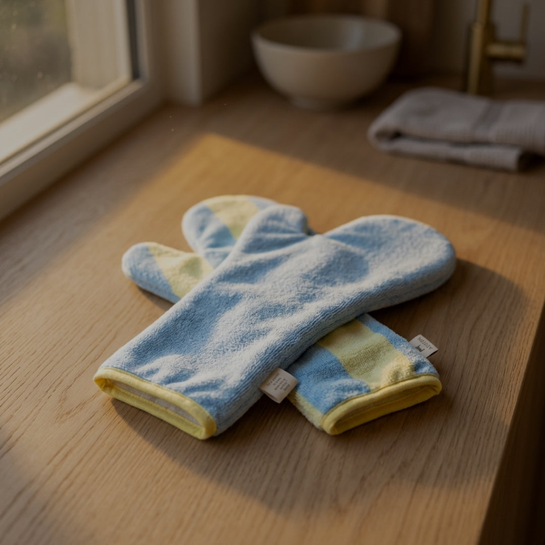 Soft Rituals | Drying Mitts | Butterscotch Stripe